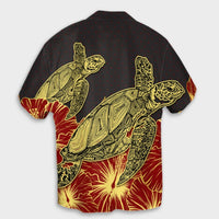 Hawaii Turtle Hibiscus Red Hawaiian Shirt - AH - Polynesian Pride
