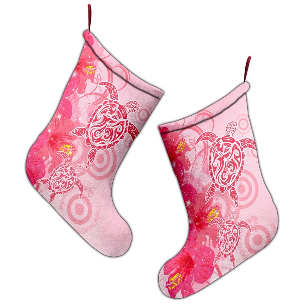 Hawaii Turtle Hibiscus Vintage Pink Christmas Stocking - AH - Polynesian Pride