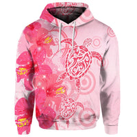 Custom Hawaii Turtle Hibiscus Vintage Pink Hoodie - Polynesian Pride