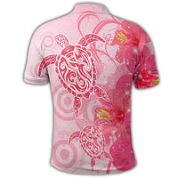 Hawaii Turtle Hibiscus Vintage Pink Polo Shirt - Polynesian Pride