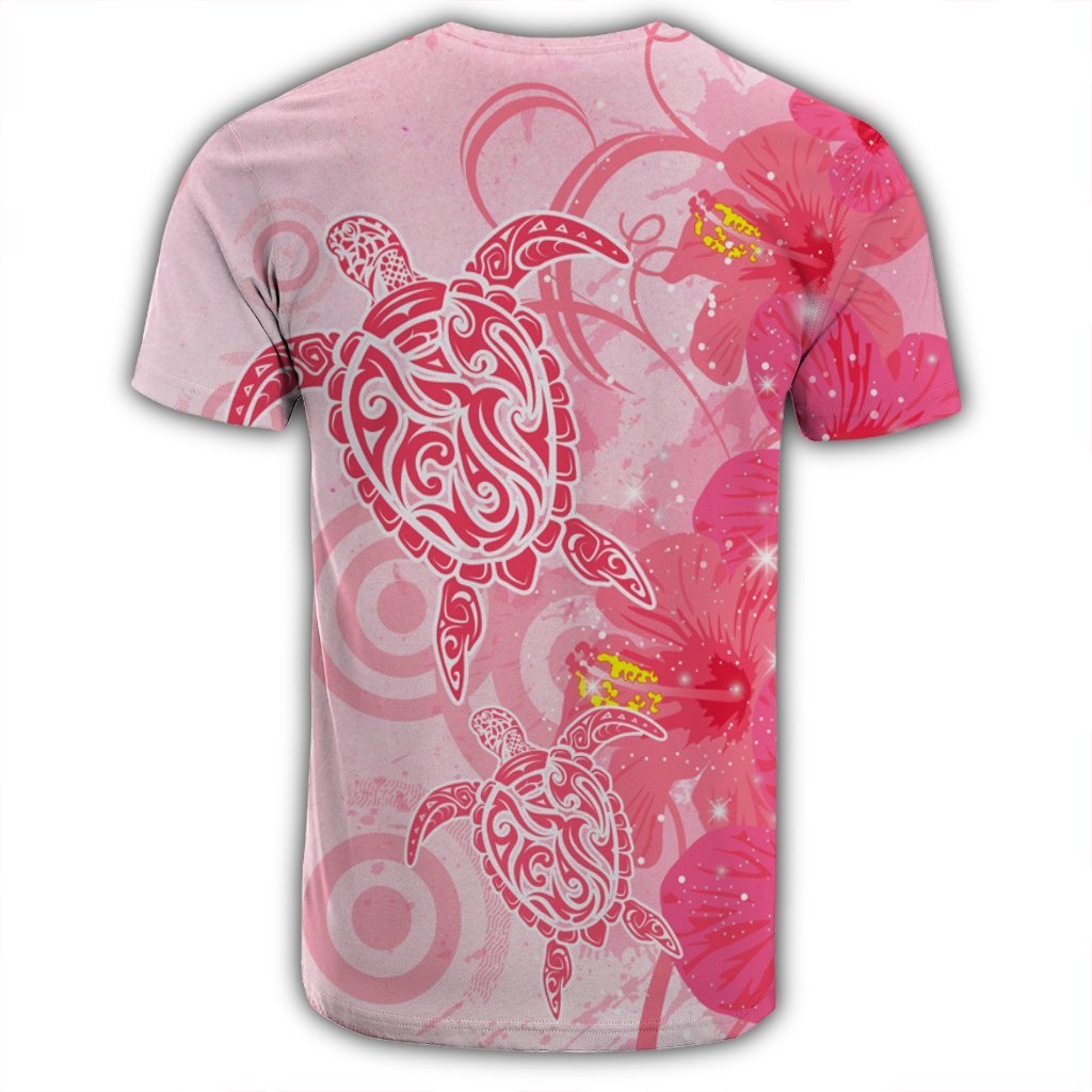 Hawaii Turtle Hibiscus Vintage Pink T Shirt - Polynesian Pride