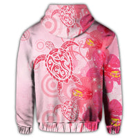 Hawaiian Turtle Hibiscus Vintage Pink Hoodie - Polynesian Pride