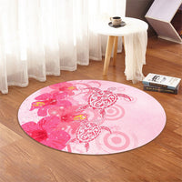 Hawaii Turtle Hibiscus Vintage Pink Round Carpet - AH - Polynesian Pride
