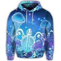 Hawaiian Turtle Jellyfish Coral Hoodie Galaxy Hoodie - Polynesian Pride