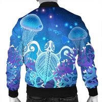 Hawaii Turtle Jellyfish Coral Bomber Jacket Galaxy Bomber Jacket - AH - Polynesian Pride