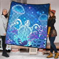Hawaii Turtle Jellyfish Coral Premium Quilts Galaxy Premium Quilts - AH - Polynesian Pride