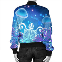 Hawaii Turtle Jellyfish Coral Bomber Jacket Galaxy Bomber Jacket - AH - Polynesian Pride