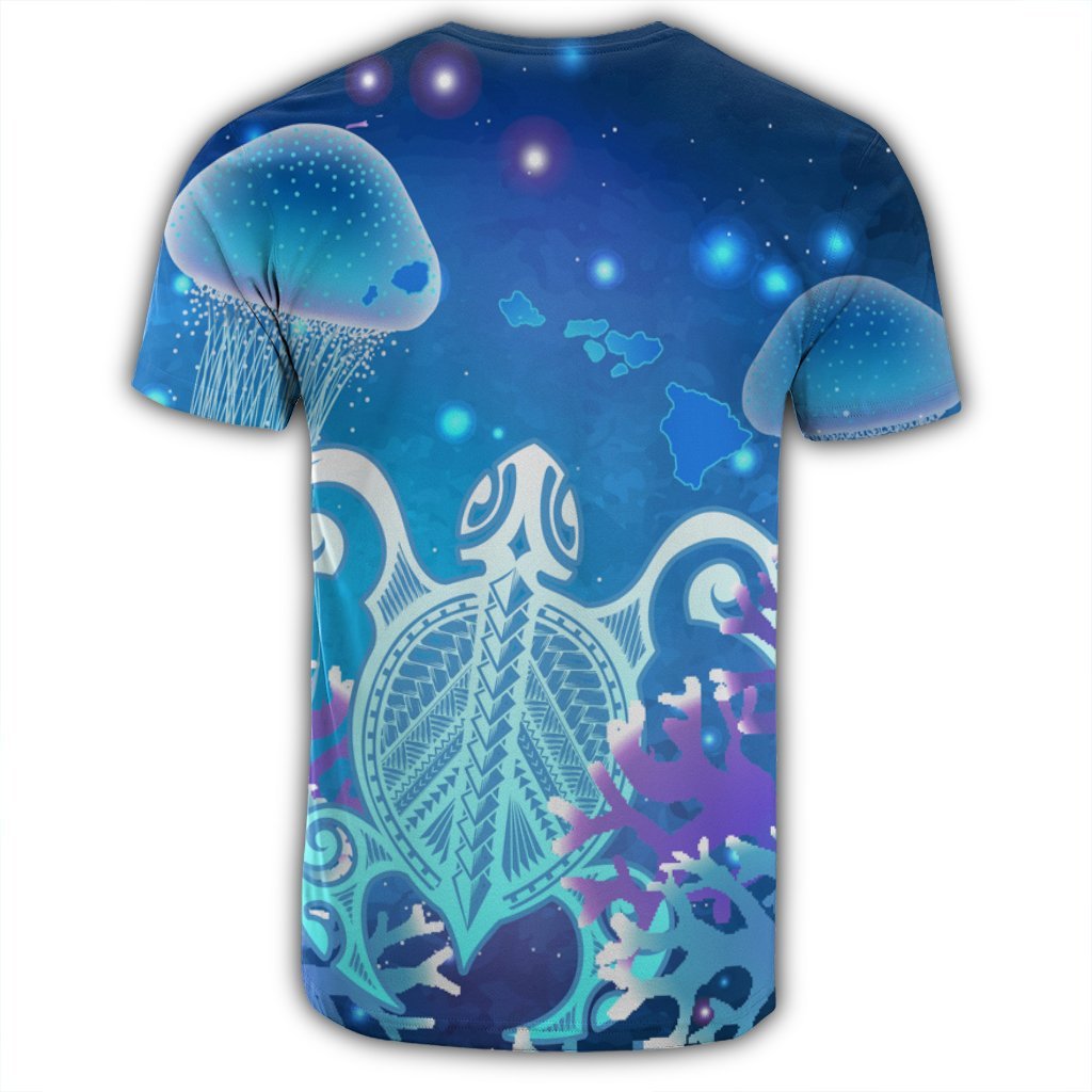 Hawaii Turtle Jellyfish Coral T Shirt Galaxy T Shirt - Polynesian Pride