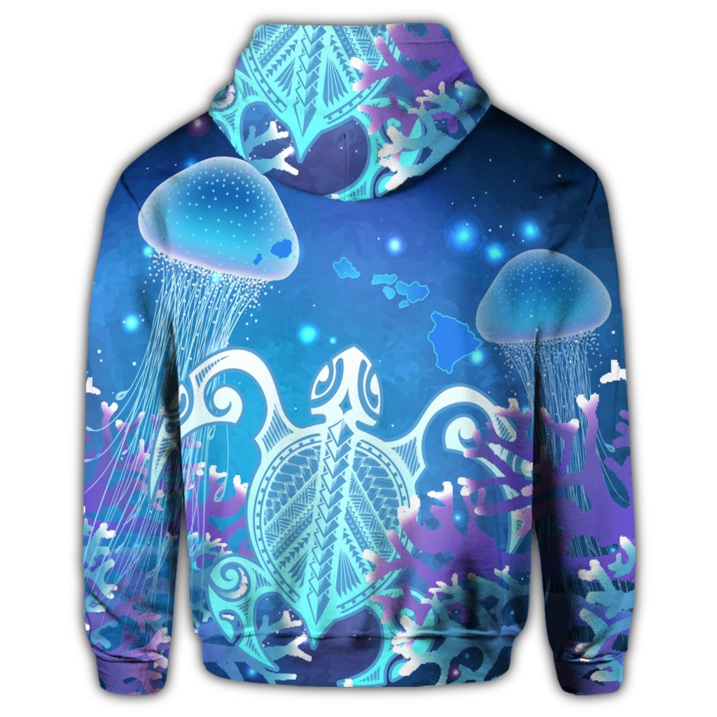 Hawaiian Turtle Jellyfish Coral Hoodie Galaxy Hoodie - Polynesian Pride