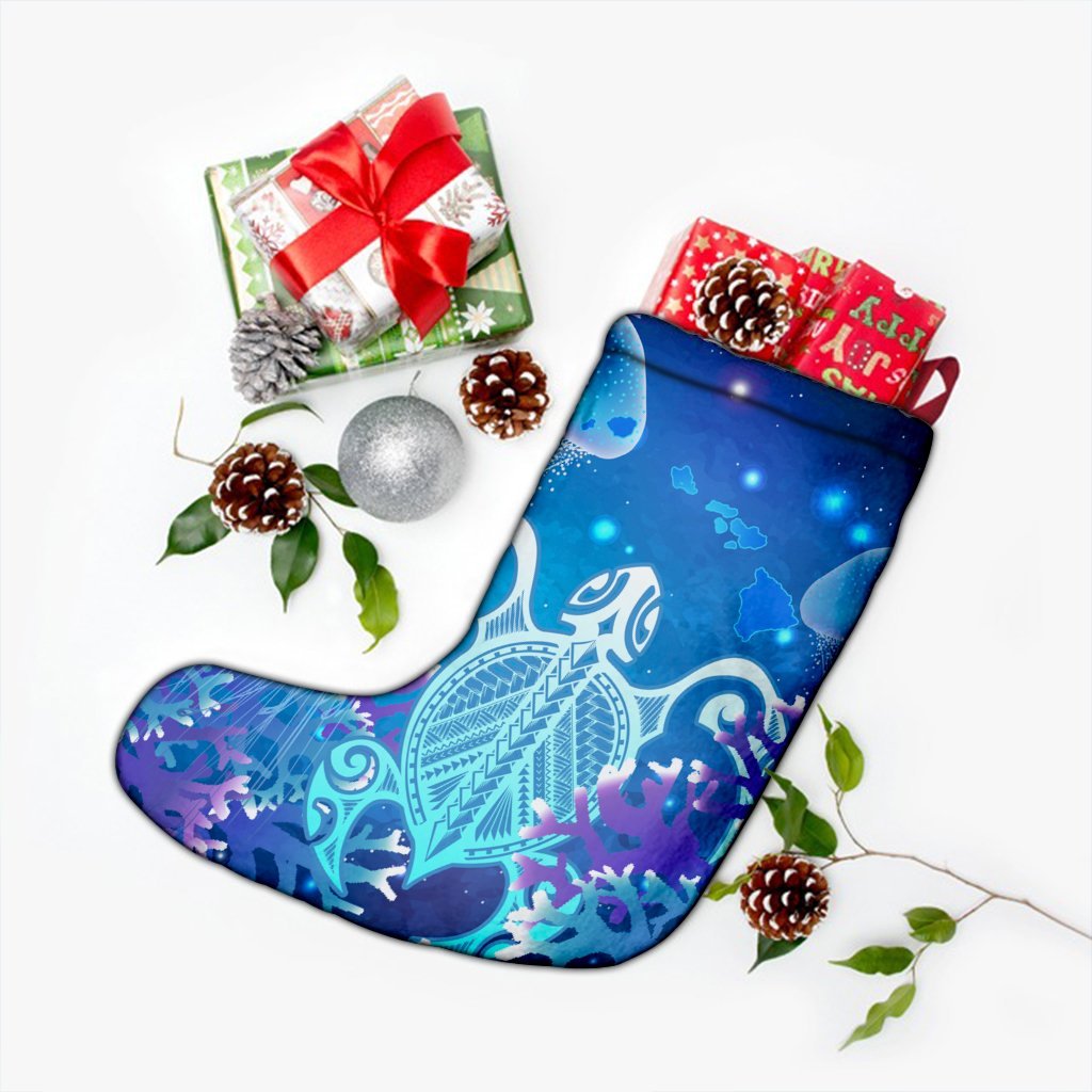 Hawaii Turtle Jellyfish Coral Christmas Stocking Galaxy Christmas Stocking - AH - Polynesian Pride