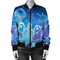 Hawaii Turtle Jellyfish Coral Bomber Jacket Galaxy Bomber Jacket - AH - Polynesian Pride