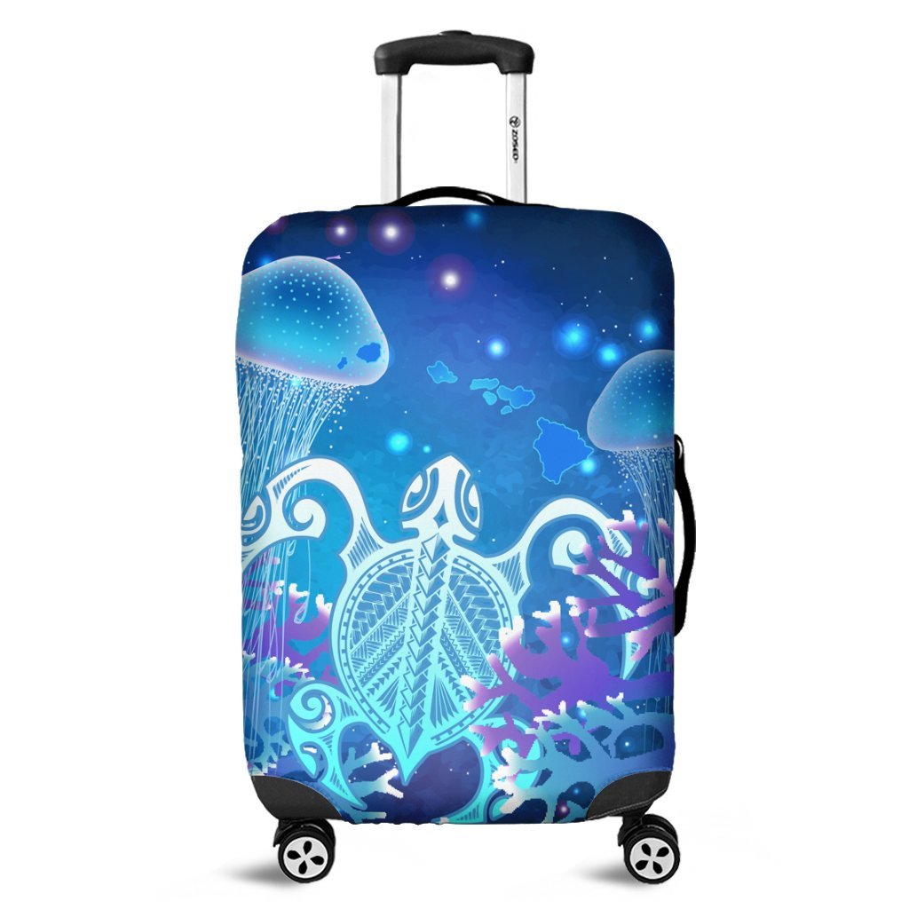 Hawaii Turtle Jellyfish Coral Luggage Covers Galaxy Luggage Covers - AH Black - Polynesian Pride