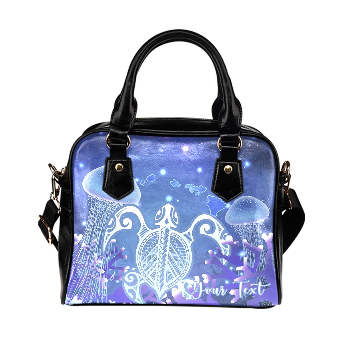 Personalized - Hawaii Turtle Jellyfish Coral Galaxy Shoulder Handbag One Size Galaxy - Polynesian Pride