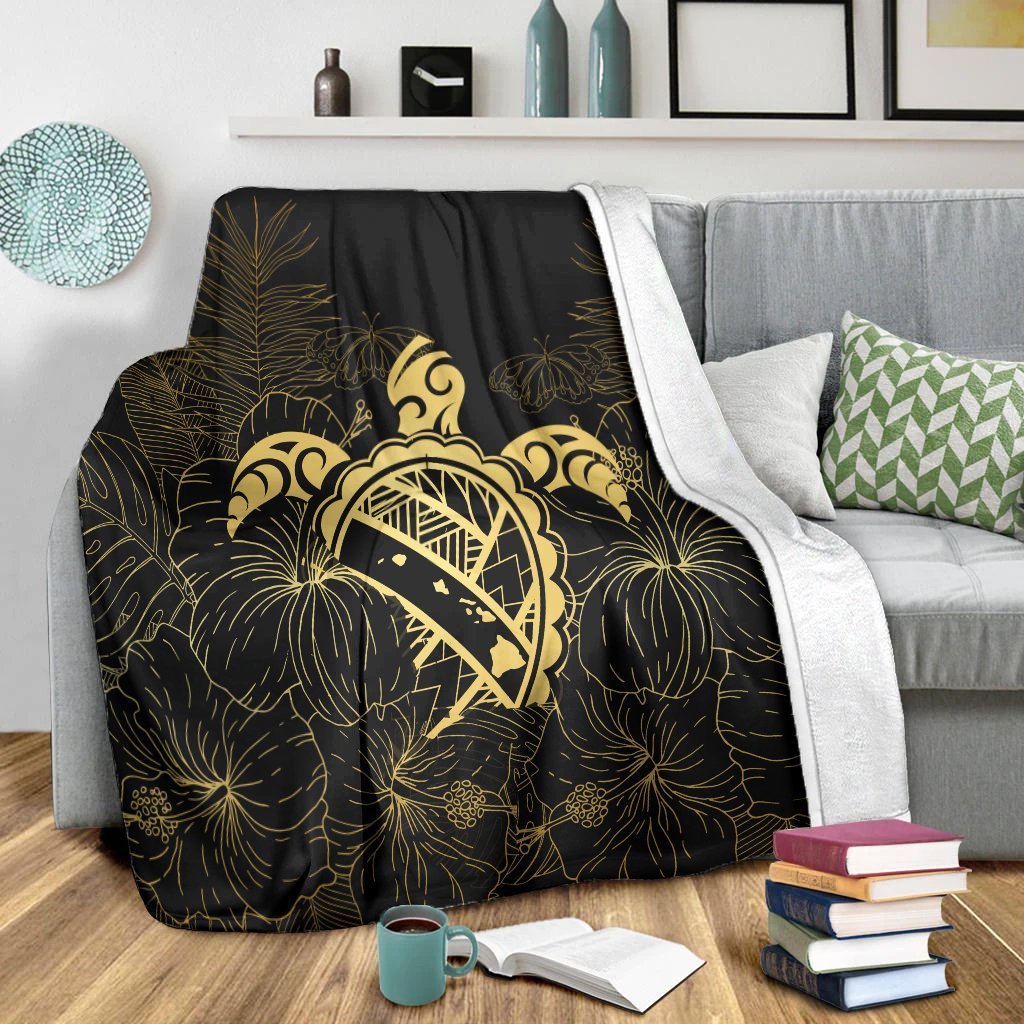 Hawaii Turtle Kanaka Golden Premium Blankets - AH - Polynesian Pride
