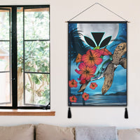 Hawaii Turtle Kanaka Hibiscus Stary Night Hanging Poster - AH - Polynesian Pride