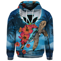 Custom Hawaii Turtle Kanaka Hibiscus Stary Night Hoodie - Polynesian Pride