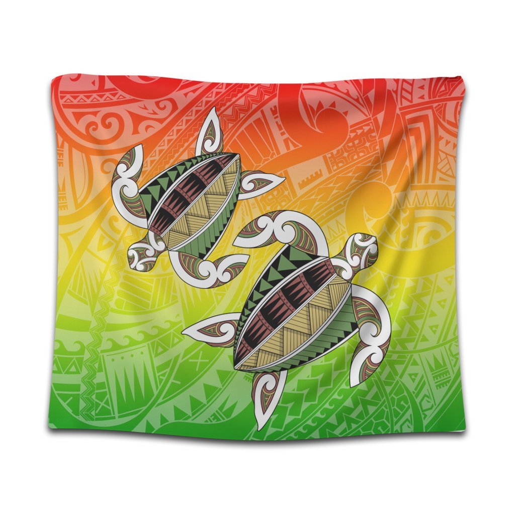 Hawaii Turtle Kanaka Maoli Tapestry - AH Wall Tapestry Black - Polynesian Pride