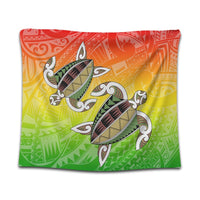 Hawaii Turtle Kanaka Maoli Tapestry - AH Wall Tapestry Black - Polynesian Pride