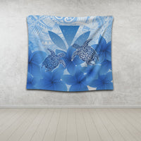 Hawaii Turtle Kanaka Plumeria Polynesian Tapestry Blue - AH - Polynesian Pride