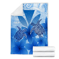 Hawaii Turtle Kanaka Plumeria Polynesian Premium Blankets Blue - AH - Polynesian Pride