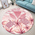 Hawaii Turtle Kanaka Plumeria Polynesian Round Carpet Pink - AH - Polynesian Pride