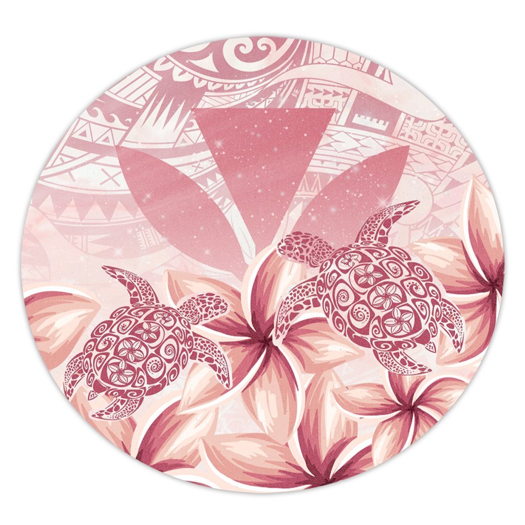 Hawaii Turtle Kanaka Plumeria Polynesian Round Carpet Pink - AH Round Carpet Luxurious Plush - Polynesian Pride