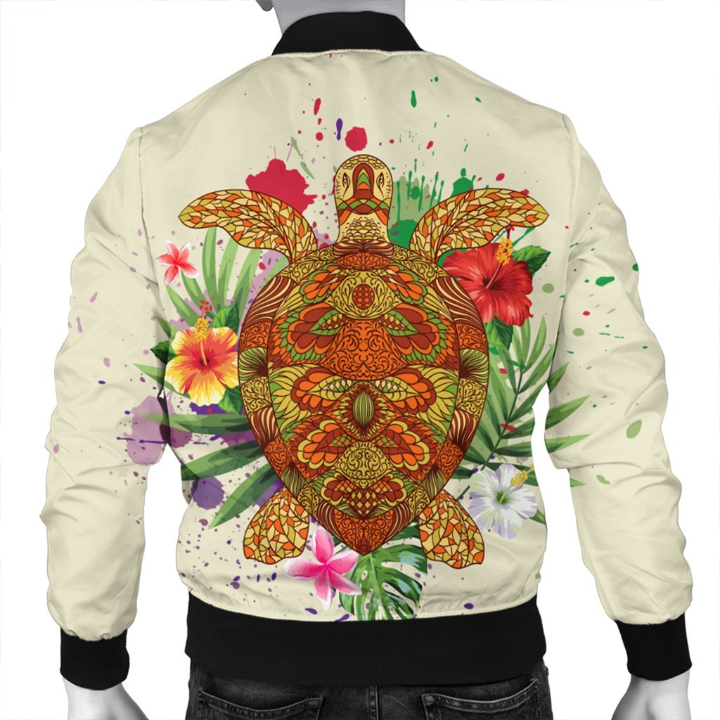 Hawaii Turtle Life Hibiscus Design Bomber Jacket - AH - Polynesian Pride