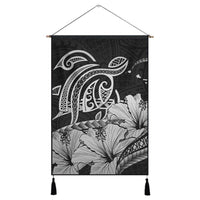 Hawaii Turtle Map Polynesian Hanging Poster Safety Gray - AH Hanging Poster Cotton And Linen - Polynesian Pride