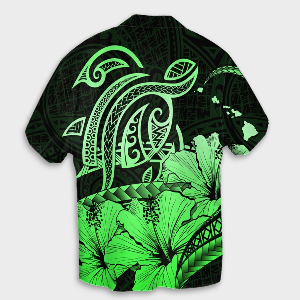 Hawaii Turtle Map Polynesian Hawaiian Shirt Safety Green - AH - Polynesian Pride