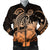 Hawaii Turtle Map Polynesian Bomber Jacket Safety Orange - AH Black Unisex - Polynesian Pride