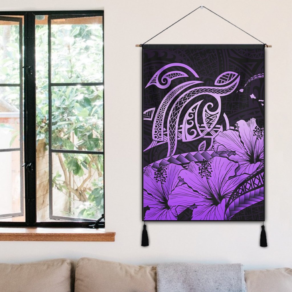 Hawaii Turtle Map Polynesian Hanging Poster Safety Violet 2 - AH - Polynesian Pride
