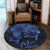 Hawaii Turtle Ohana Hibiscus Poly Round Carpet - Blue - AH - Polynesian Pride