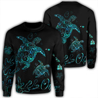 Hawaii Turtle Ohana Paua Shell Sweatshirt - AH Unisex Black - Polynesian Pride
