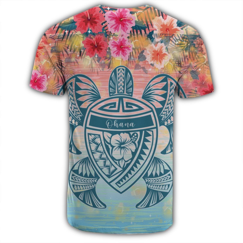 Hawaii Turtle Ohana Stary Night Hibiscus T Shirt - Polynesian Pride