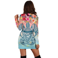 Hawaii Turtle Ohana Stary Night Hibiscus Hoodie Dress - AH - Polynesian Pride