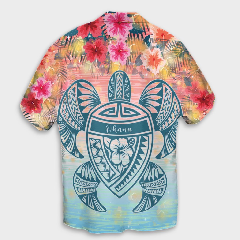 Hawaii Turtle Ohana Stary Night Hibiscus Hawaiian Shirt - AH - Polynesian Pride