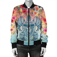 Hawaii Turtle Ohana Stary Night Hibiscus Bomber Jacket - AH - Polynesian Pride