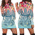 Hawaii Turtle Ohana Stary Night Hibiscus Hoodie Dress - AH Black - Polynesian Pride
