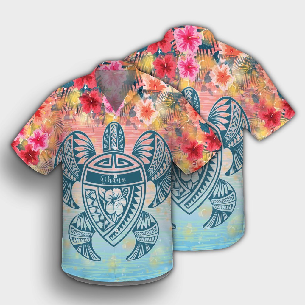 Hawaii Turtle Ohana Stary Night Hibiscus Hawaiian Shirt - AH - Polynesian Pride