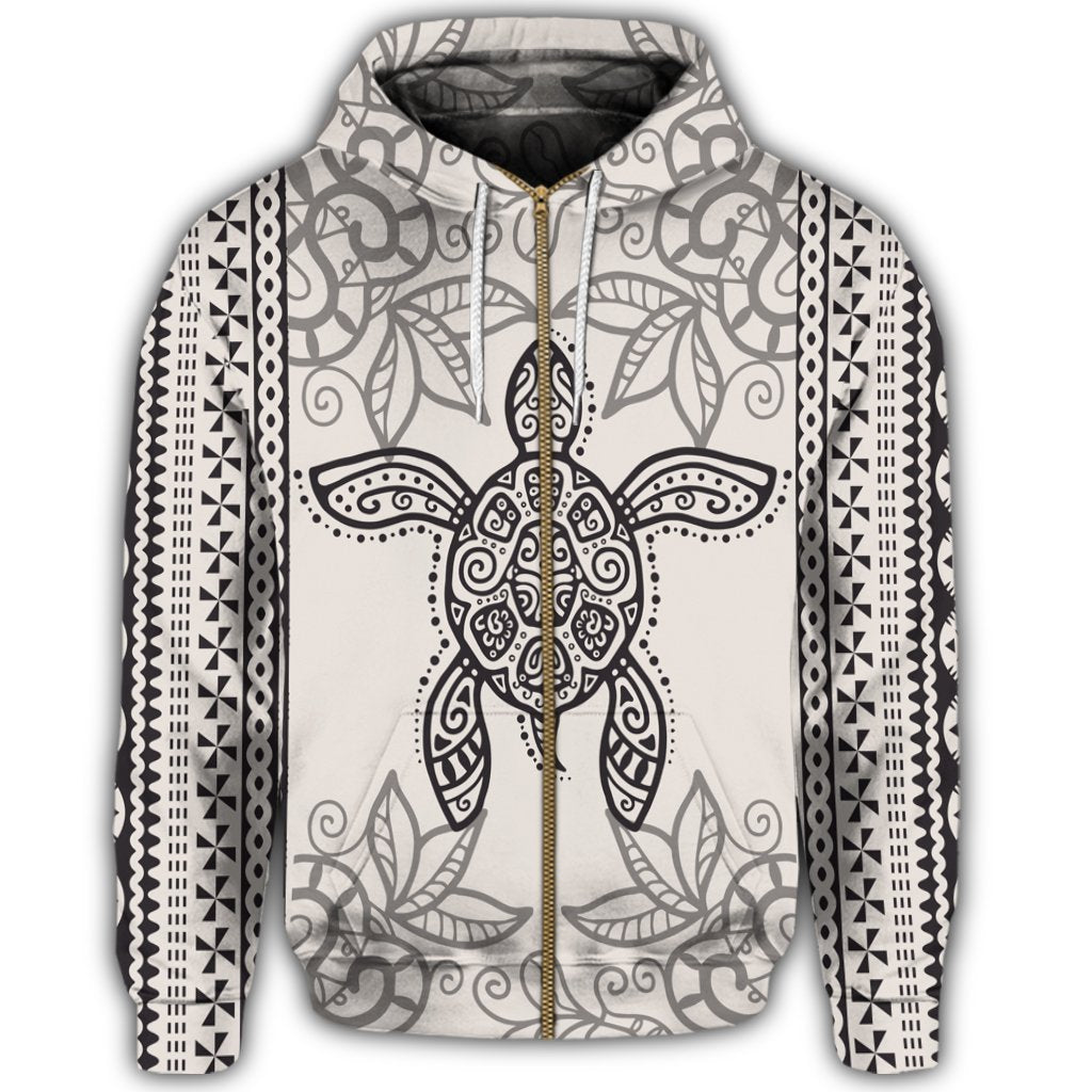 Hawaii Turtle Pattern Zip Hoodie - Polynesian Pride