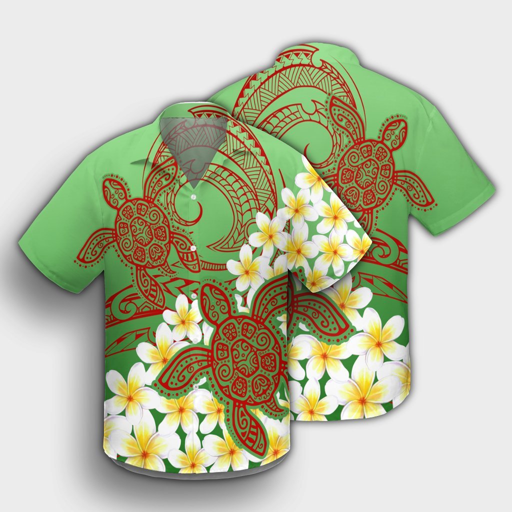 Hawaii Turtle Plumeria Hawaiian Shirt - Green Style - AH - Polynesian Pride