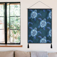 Hawaii Turtle Plumeria Blue Hanging Poster - AH - Polynesian Pride