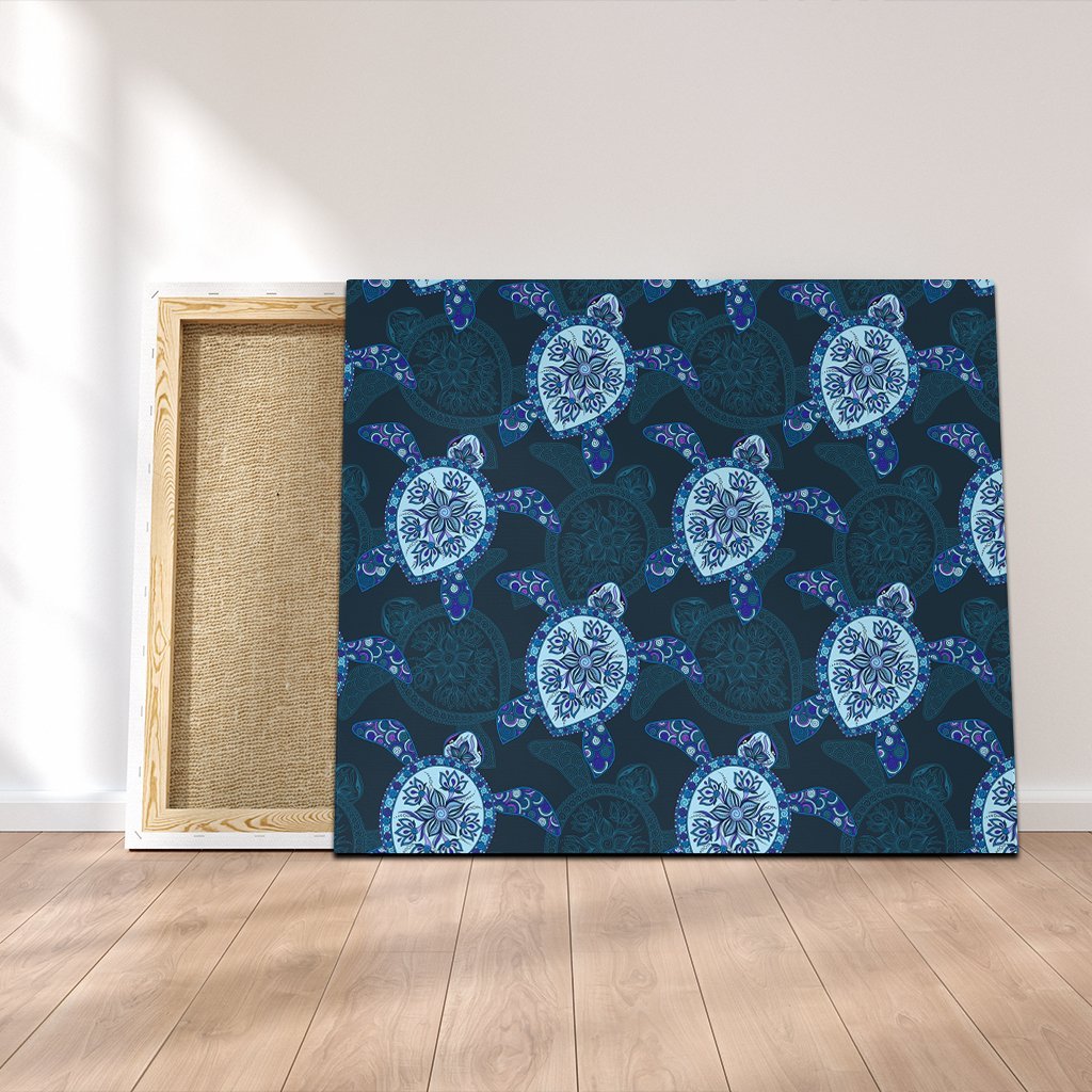 Hawaii Turtle Plumeria Blue Canvas - AH Canvas Poly-cotton - Polynesian Pride
