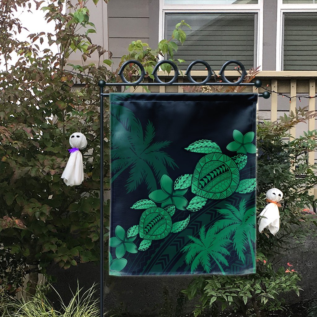 Hawaii Turtle Plumeria Coconut Tree Polynesian Flag - Green - AH - Polynesian Pride