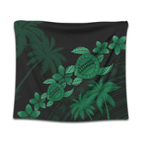 Hawaii Turtle Plumeria Coconut Tree Polynesian Tapestry - Green - AH Wall Tapestry Black - Polynesian Pride