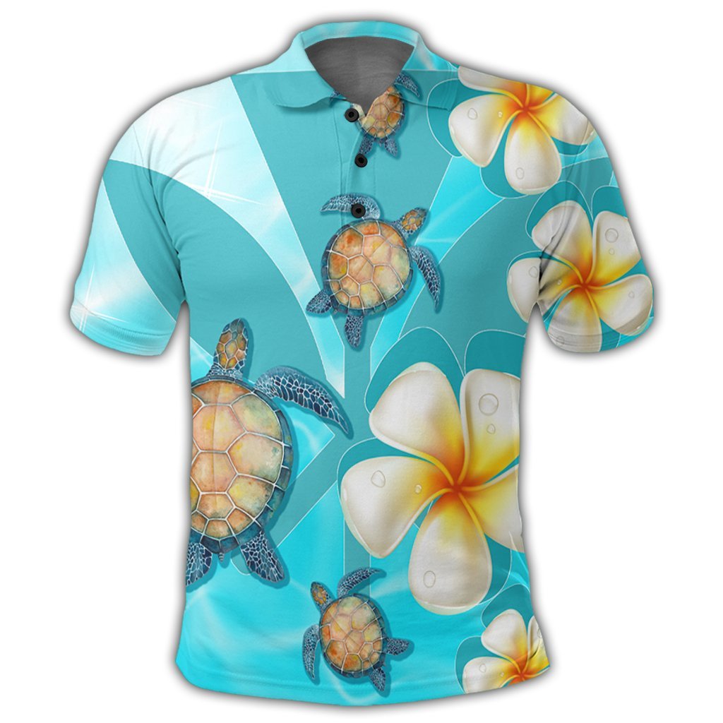 Hawaii Turtle Plumeria Kanaka Ocean Polo Shirt - Polynesian Pride