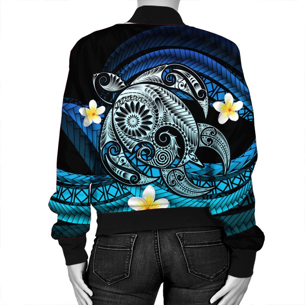 Hawaii Turtle Plumeria Polynesian Bomber Jacket - Mela Style - AH - Polynesian Pride