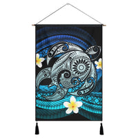 Hawaii Turtle Plumeria Polynesian Hanging Poster - Mela Style - AH Hanging Poster Cotton And Linen - Polynesian Pride