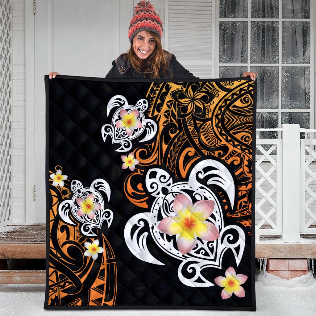 Hawaii Turtle Plumeria Polynesian Premium Quilt - Hete Style - AH - Polynesian Pride
