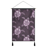 Hawaii Turtle Plumeria Violet Hanging Poster - AH Hanging Poster Cotton And Linen - Polynesian Pride